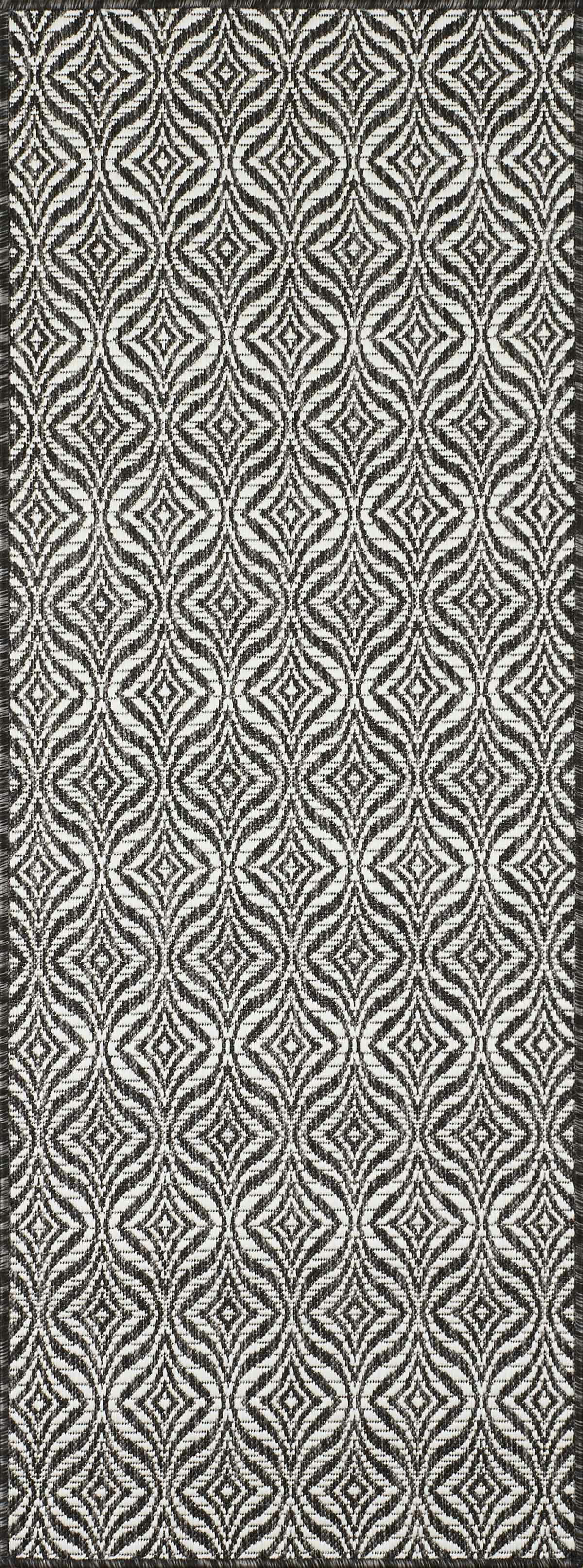 MOA - Tapis d'extérieur noir à motif blanc - 67x180