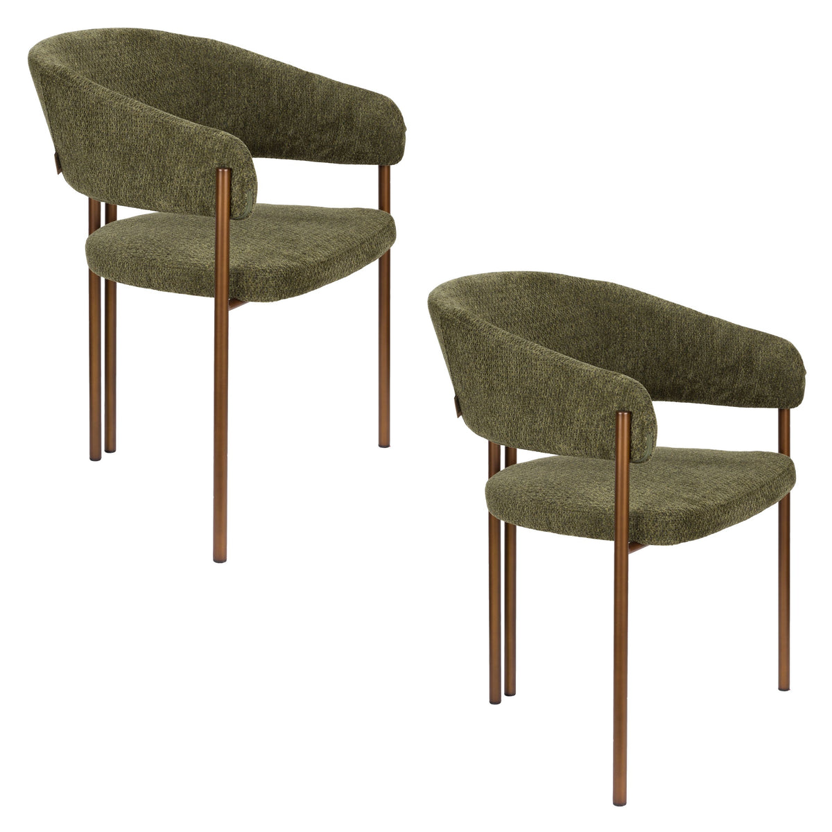 Dutchbone Naida Eetkamerstoelen Armleuning Groen - Set van 2