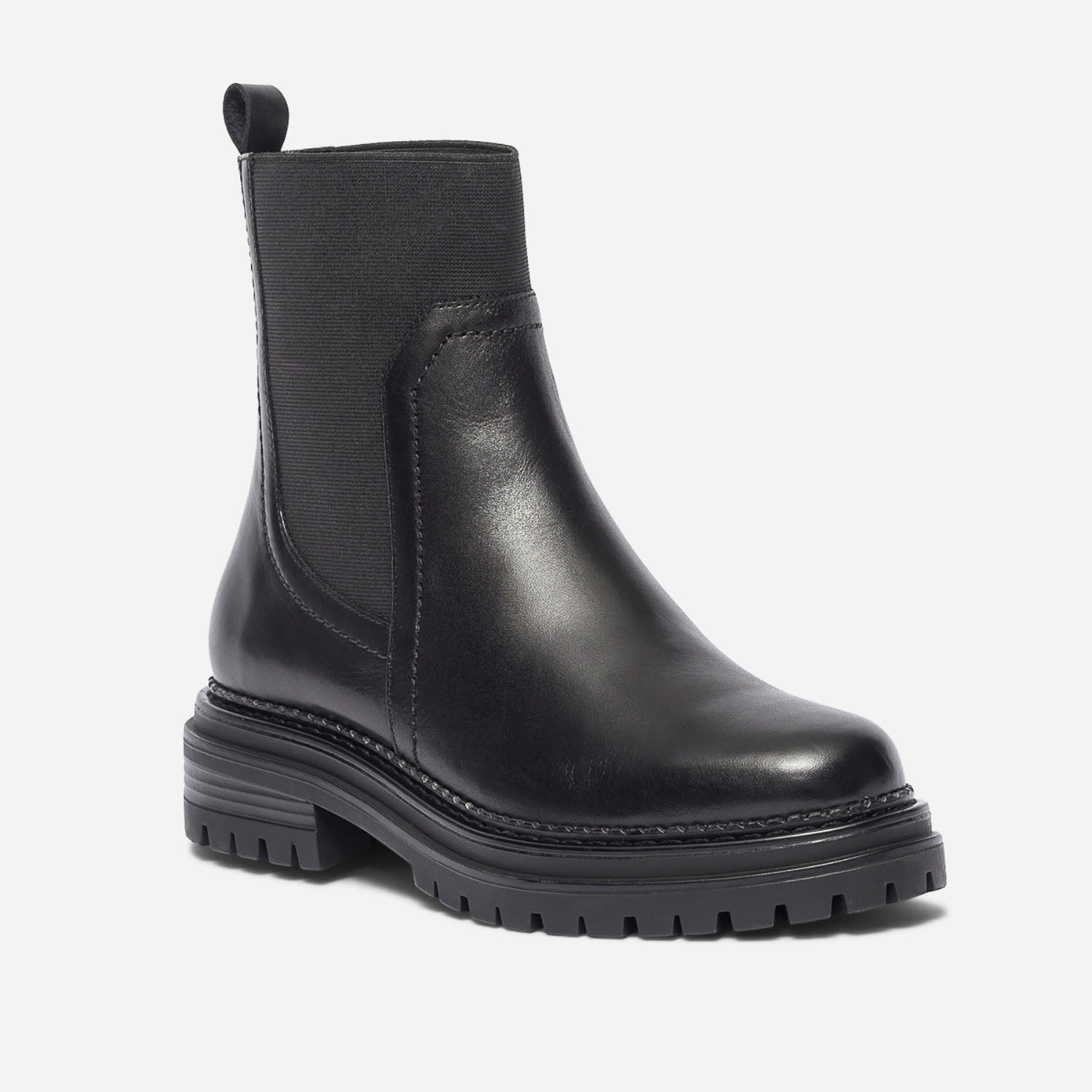 Chelsea boots TEXTO noir en cuir à semelle crantée