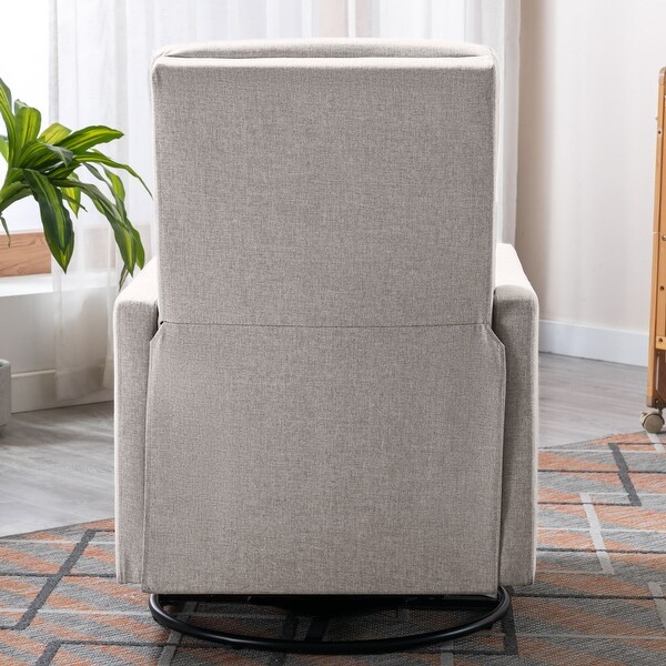 Modern Upholstered Rocker Nursery Chair, 360 Degree Swivel Plush Seating Glider Recliner Chair