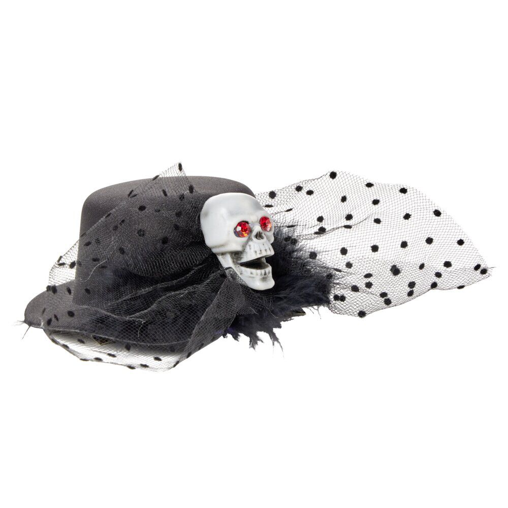 Chapeau à pinces Halloween crâne noir
