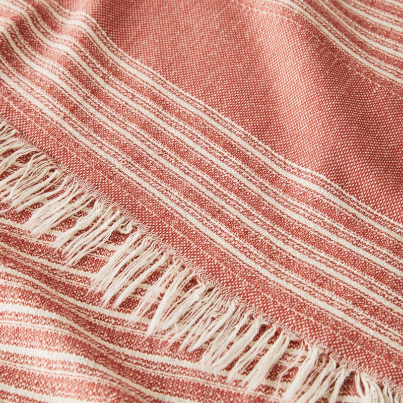 European Dusky Red & Natural Stripe Turkish Peshtemal Beach Towel