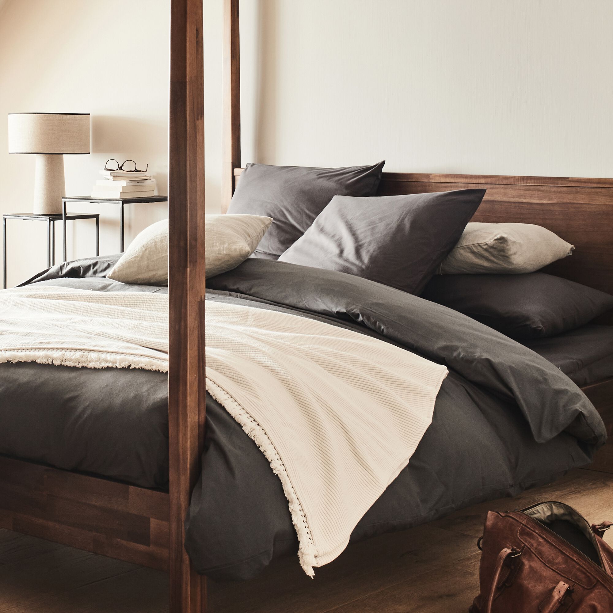 BARLIA - Couvre-lit en coton point ajouré 230x240cm - blanc écru