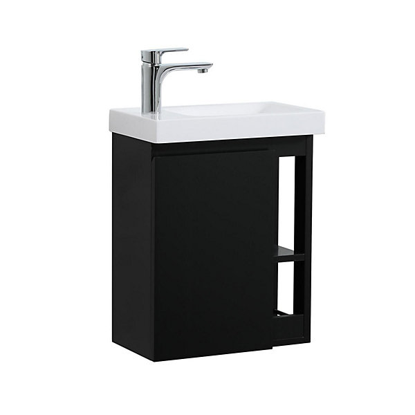 Ensemble lave-mains HAMPTON avec rangement latéral avec robinet chromé