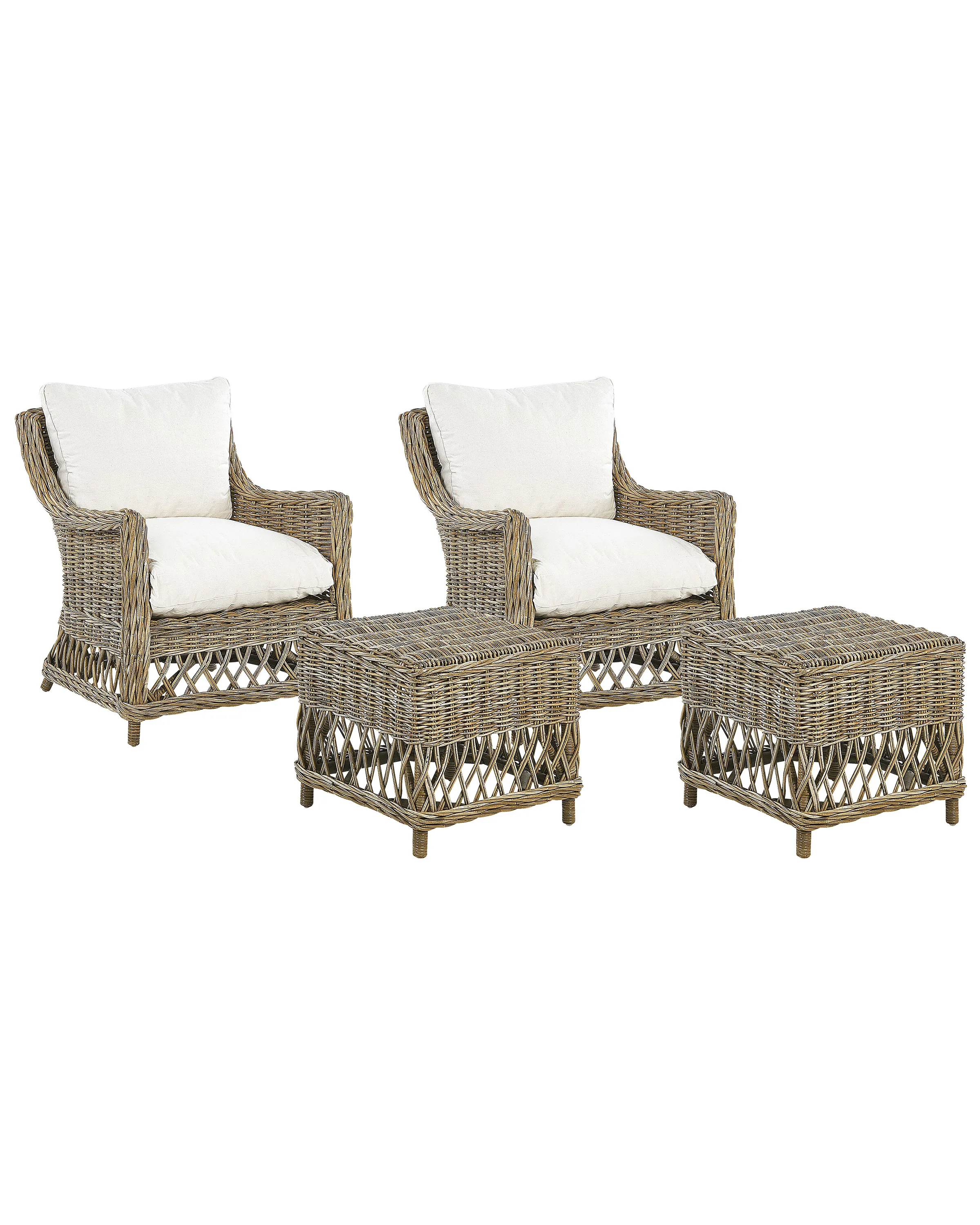 Garden Armchair RIBOLLA with Footstool Rattan Natural
