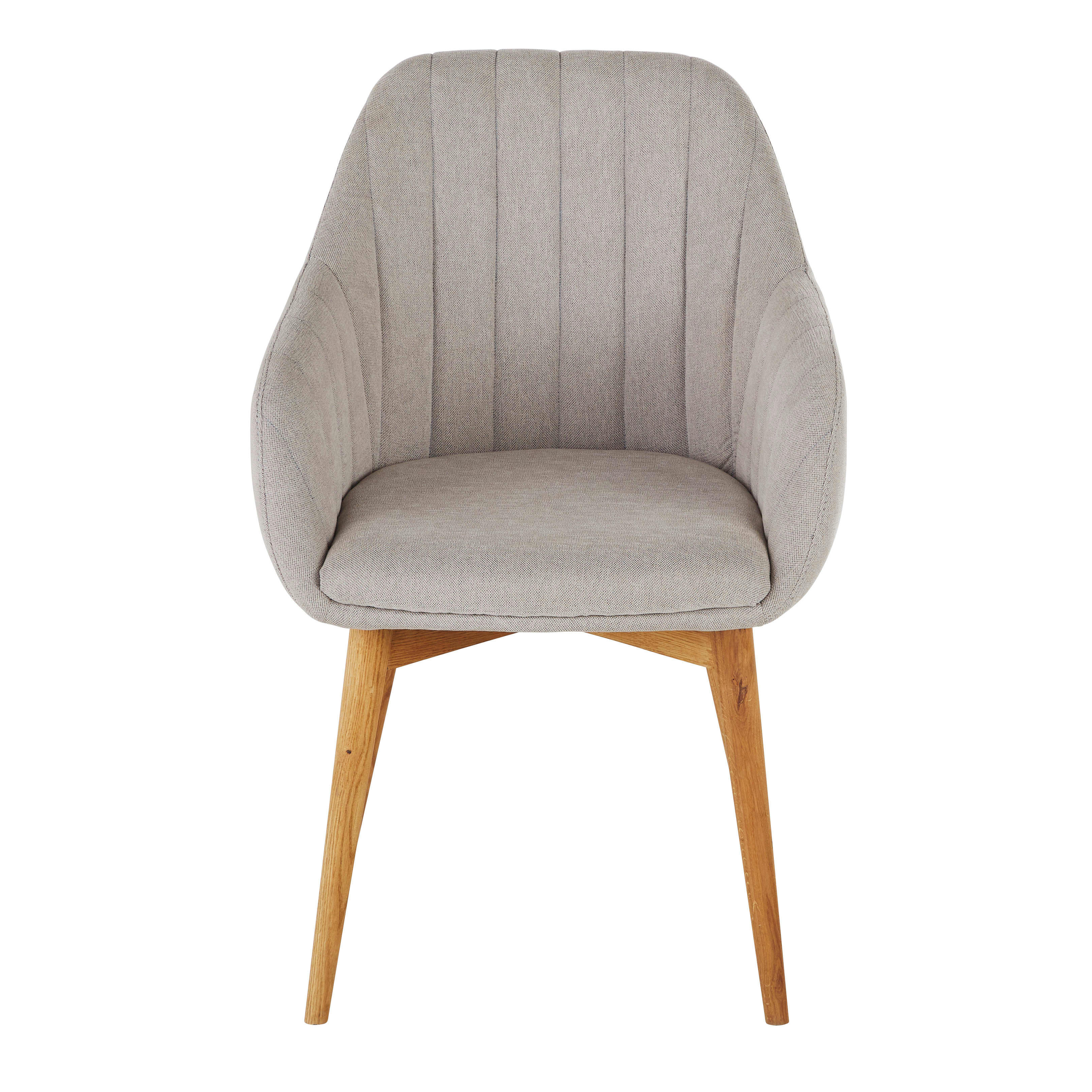 Archie - Fauteuil de table gris clair et pieds en bois de chêne