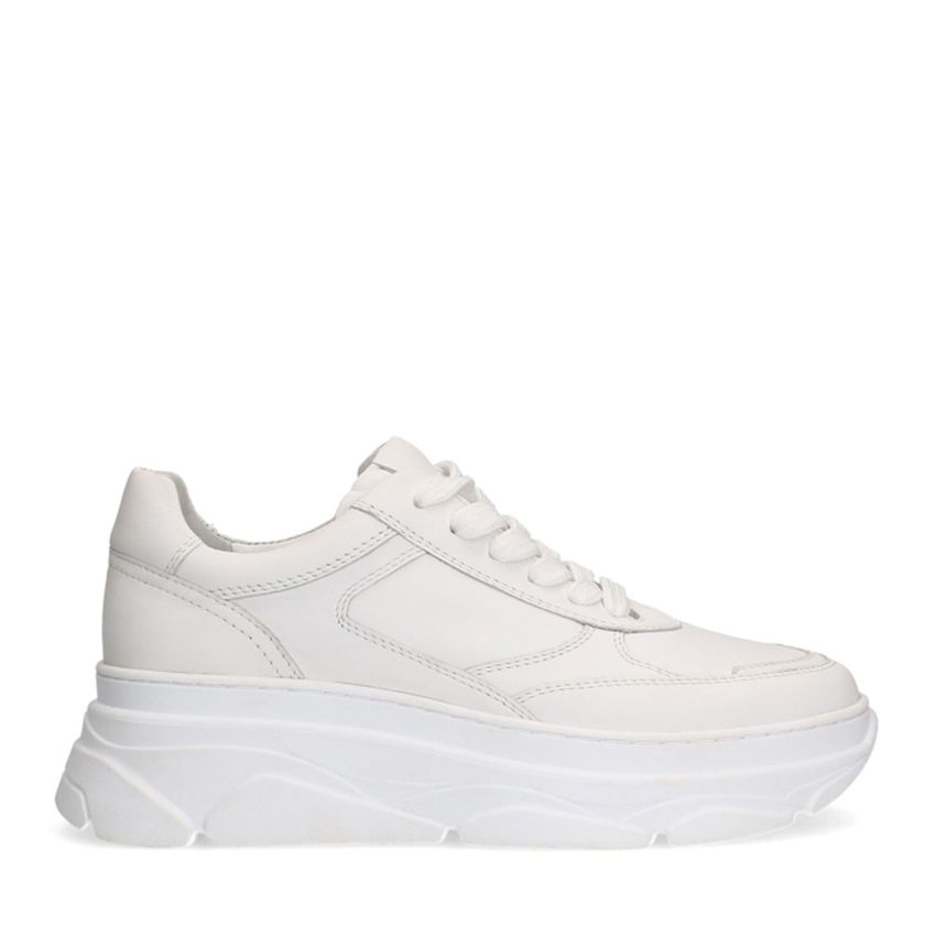 Manfield Witte leren sneakers