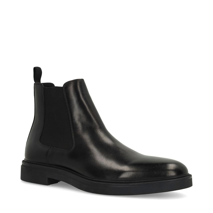 Manfield Zwarte leren Chelsea boots