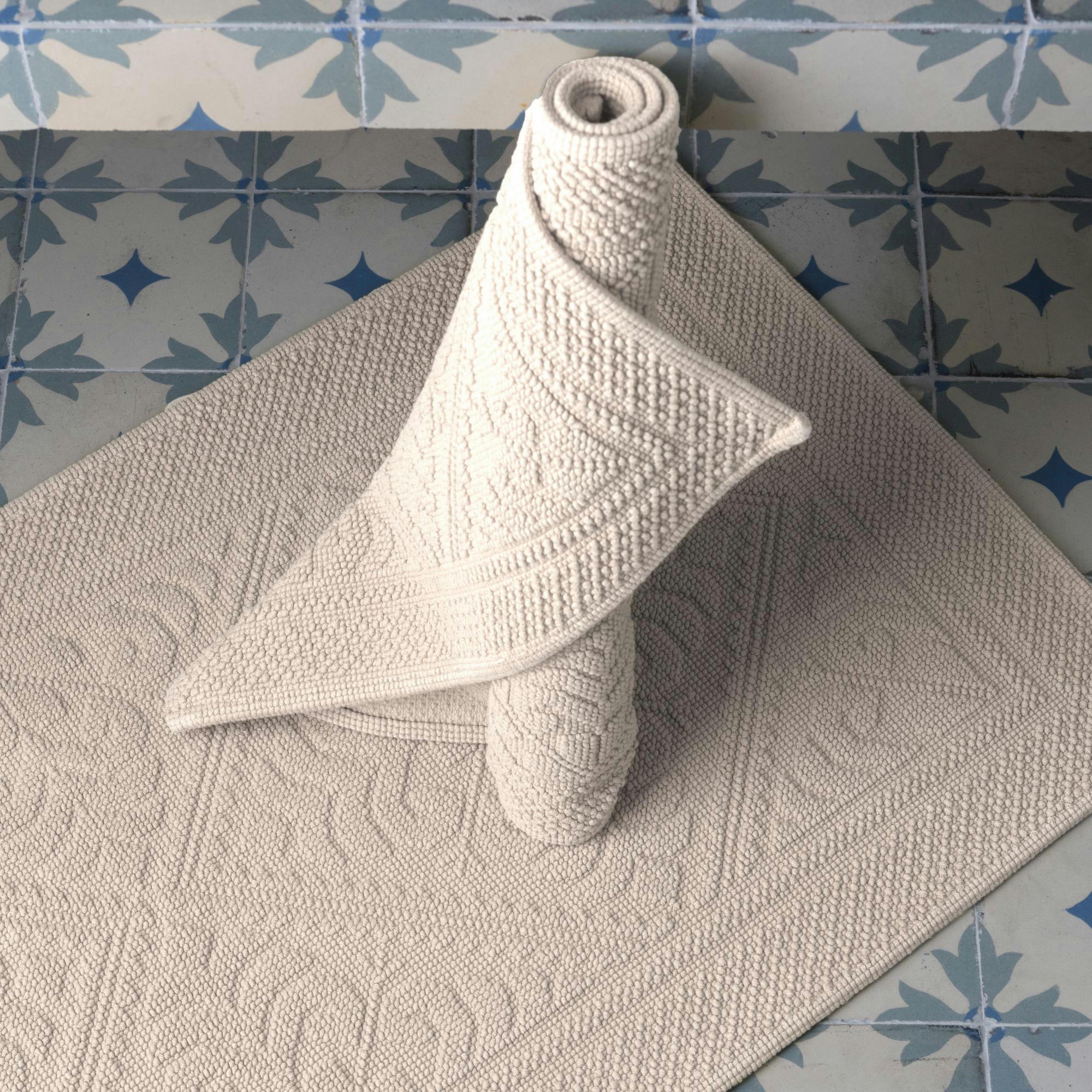 ENZO - Tapis de Bain  en coton neige 70 x 140