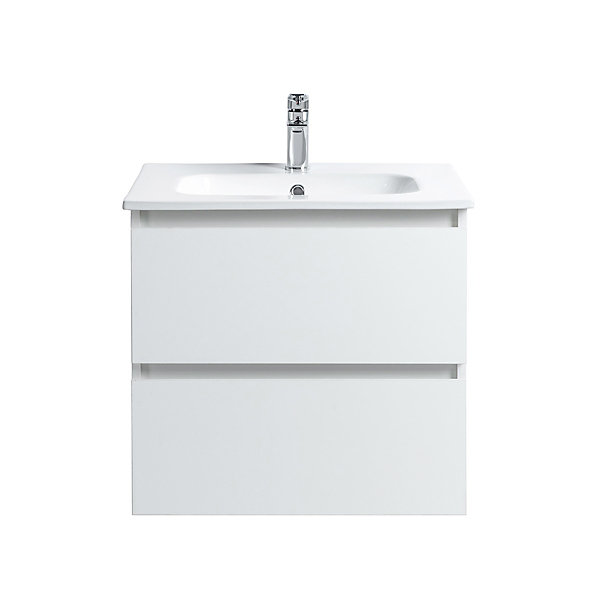 Ensemble Meuble prémonté 60 blanc-Vasque céramique-Miroir JOY - bain-bain