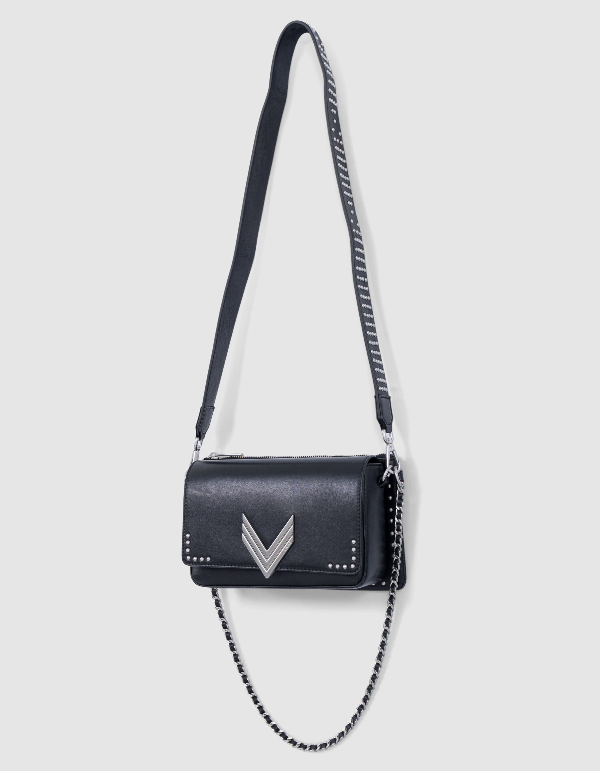 Le 111 BARBETTE noir cuir décor clous Femme