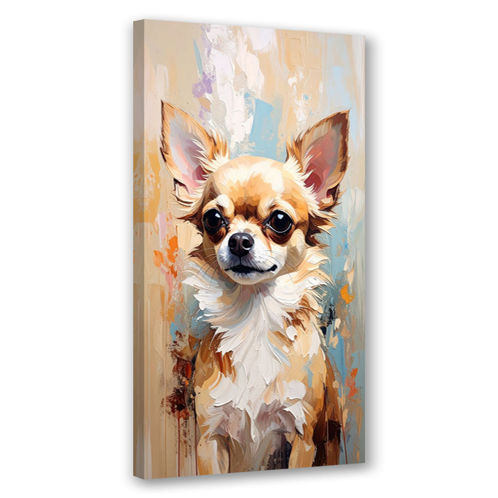 Feeby Obraz nowoczesny do salonu biura, Chihuahua Pies Zwierzę Beżowy 40x80
