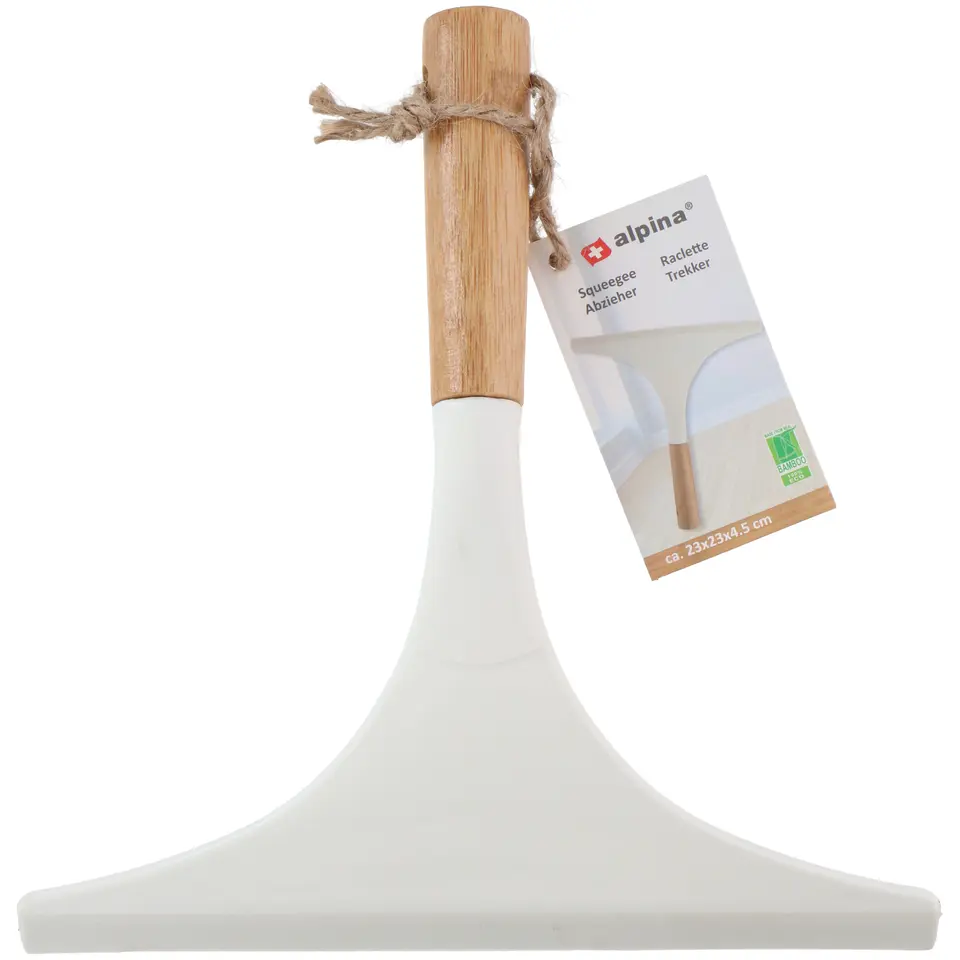 Alpina - Raamtrekker - gebroken wit - bamboe handvat - 23 x 23 x 4 cm