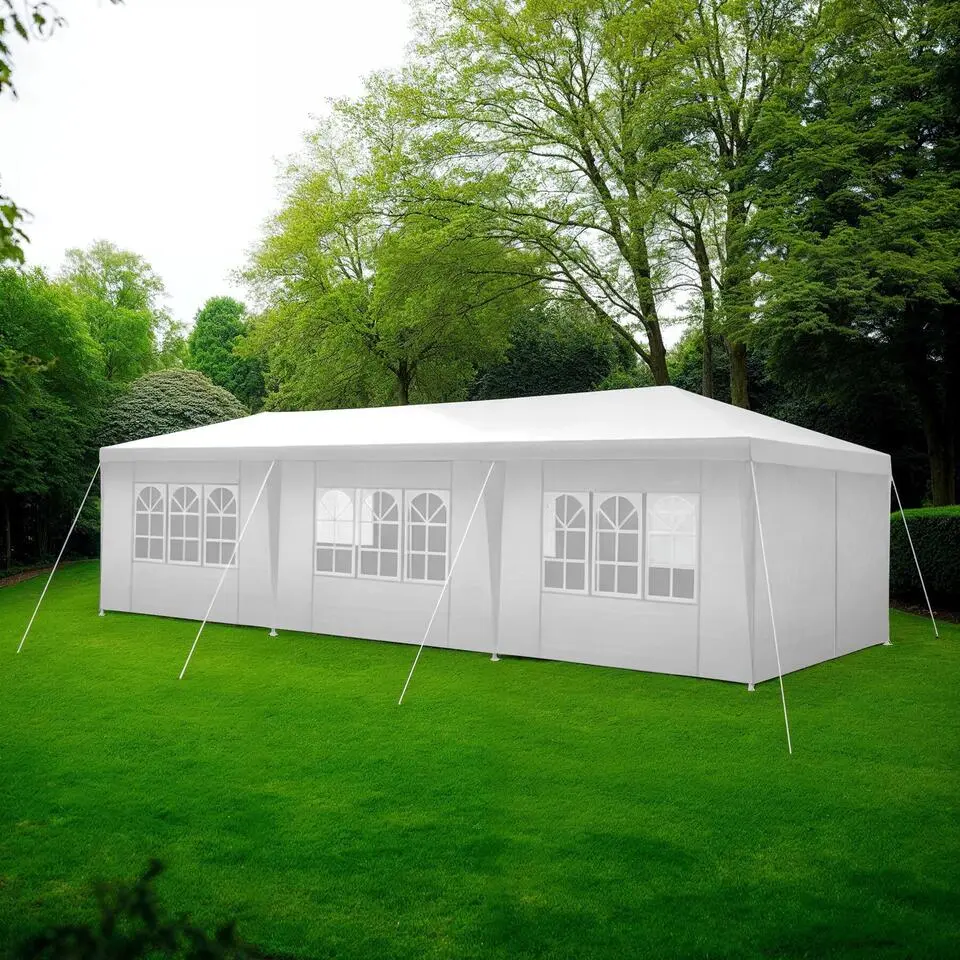 tectake Paviljoen Miramas met 8 zijpanelen, waterdicht, 9x3m, Wit