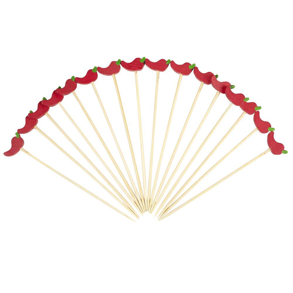 Pique apéritif x20 bambou décor salsa L12cm (2 modèles piment ou cactus)