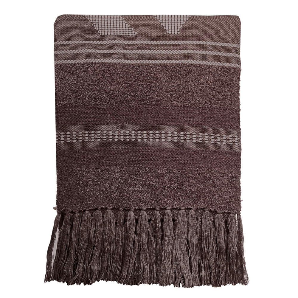 VUE SUR LA MER - Plaid marron artisanal 125x150