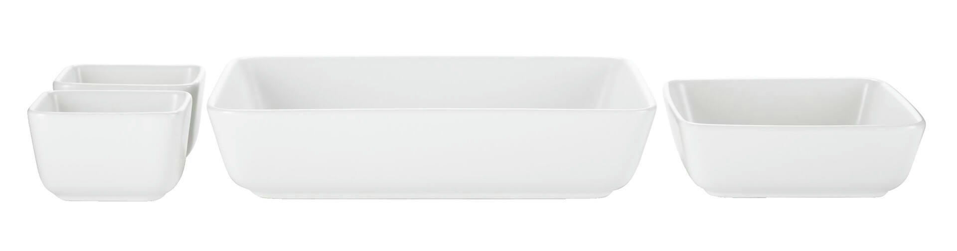 CANVAS Rectangle Porcelain Reusable Serving Platter Set, White, 16-in, 4-pk, for Christmas/Thanksgiving/New Year's Eve/Easter/Birthday Party