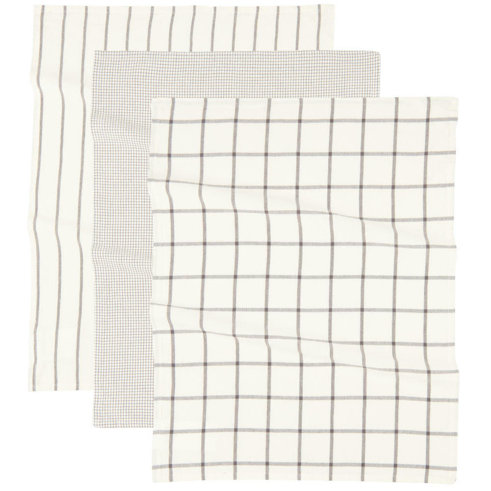 GEO - Torchons en coton biologiques motifs graphiques noirs et blancs 50x70