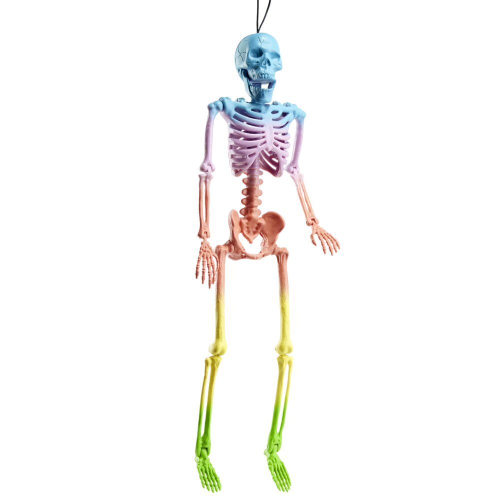 Décoration Halloween à suspendre squelette plastique pastel H40cm