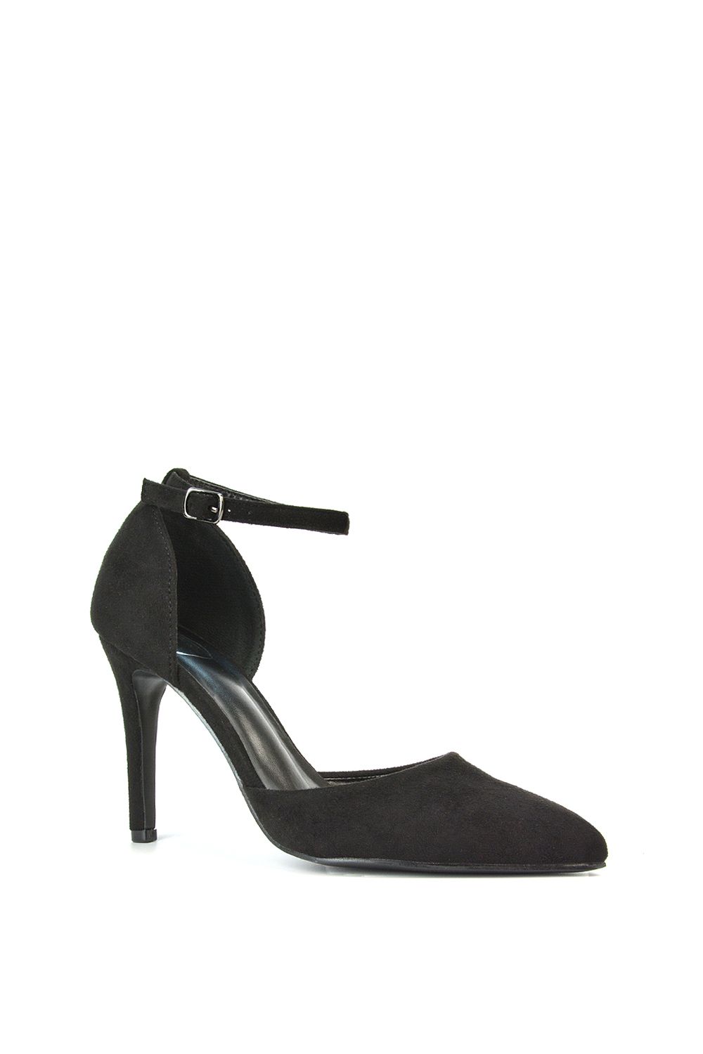 XY London Claire' D'Orsay Point Toe Ankle Strap Stiletto Heel Court Shoes