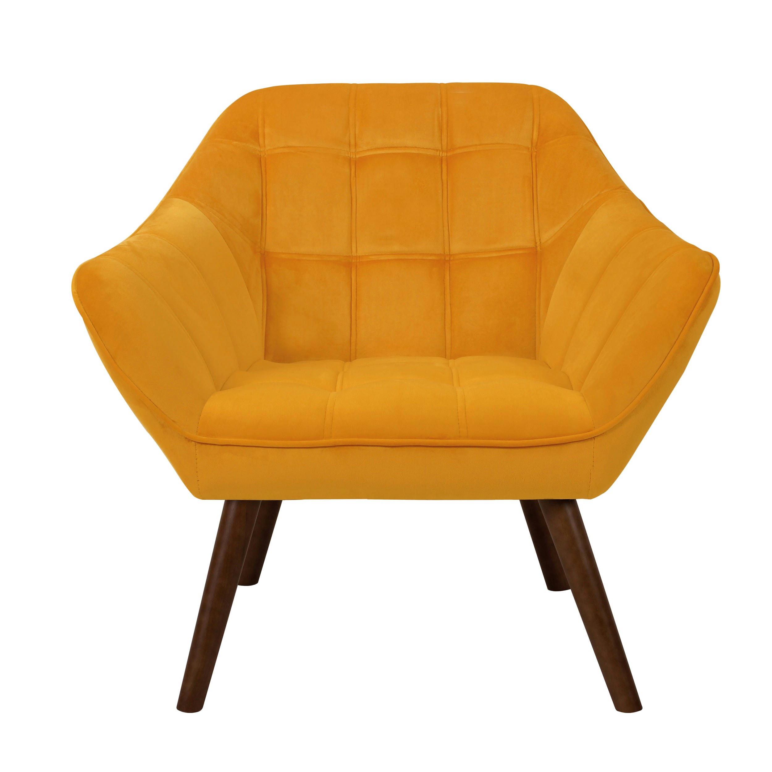 SIMBA - Fauteuil en velours jaune avec accoudoirs
