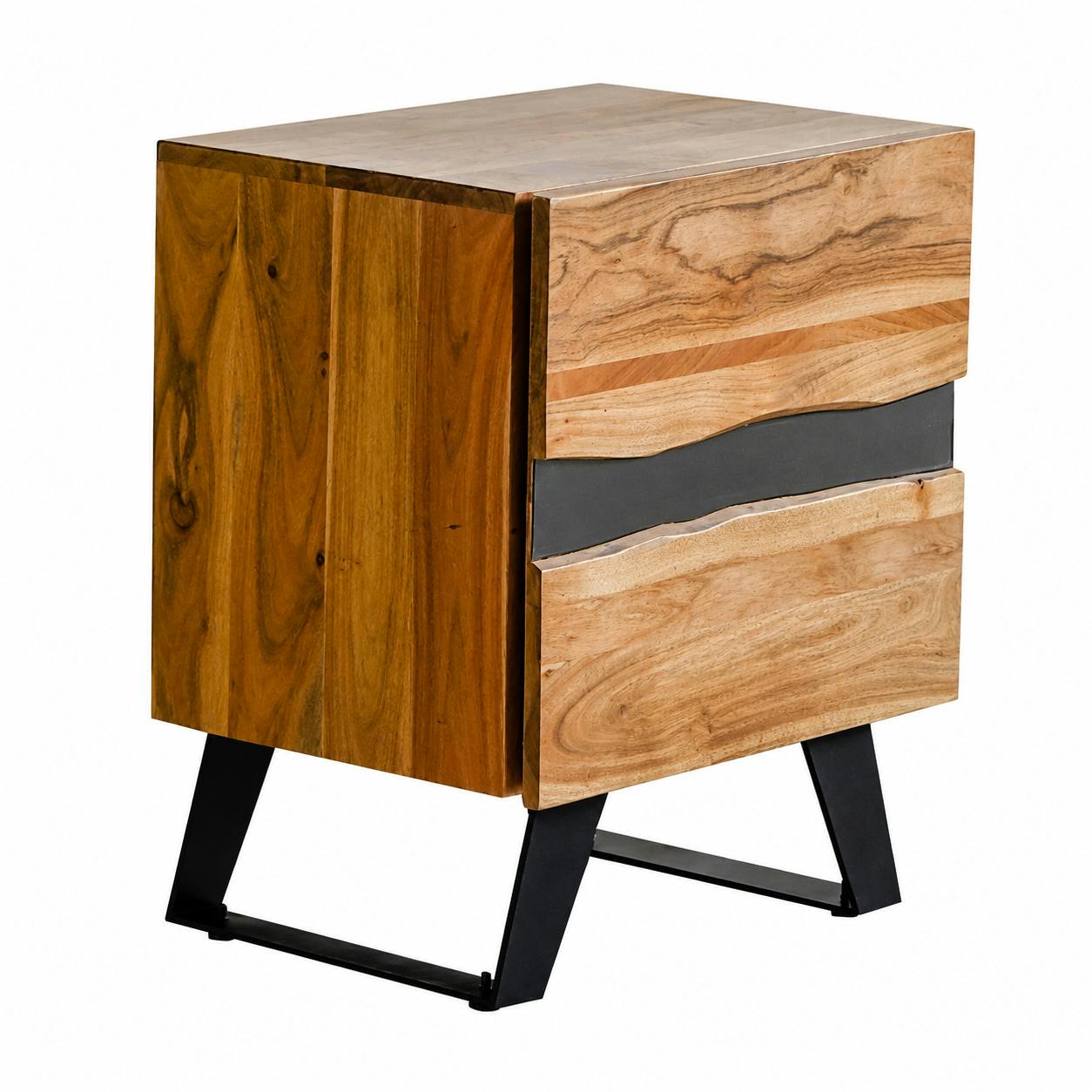Table de chevet en bois d'acacia 2 tiroirs CANYON