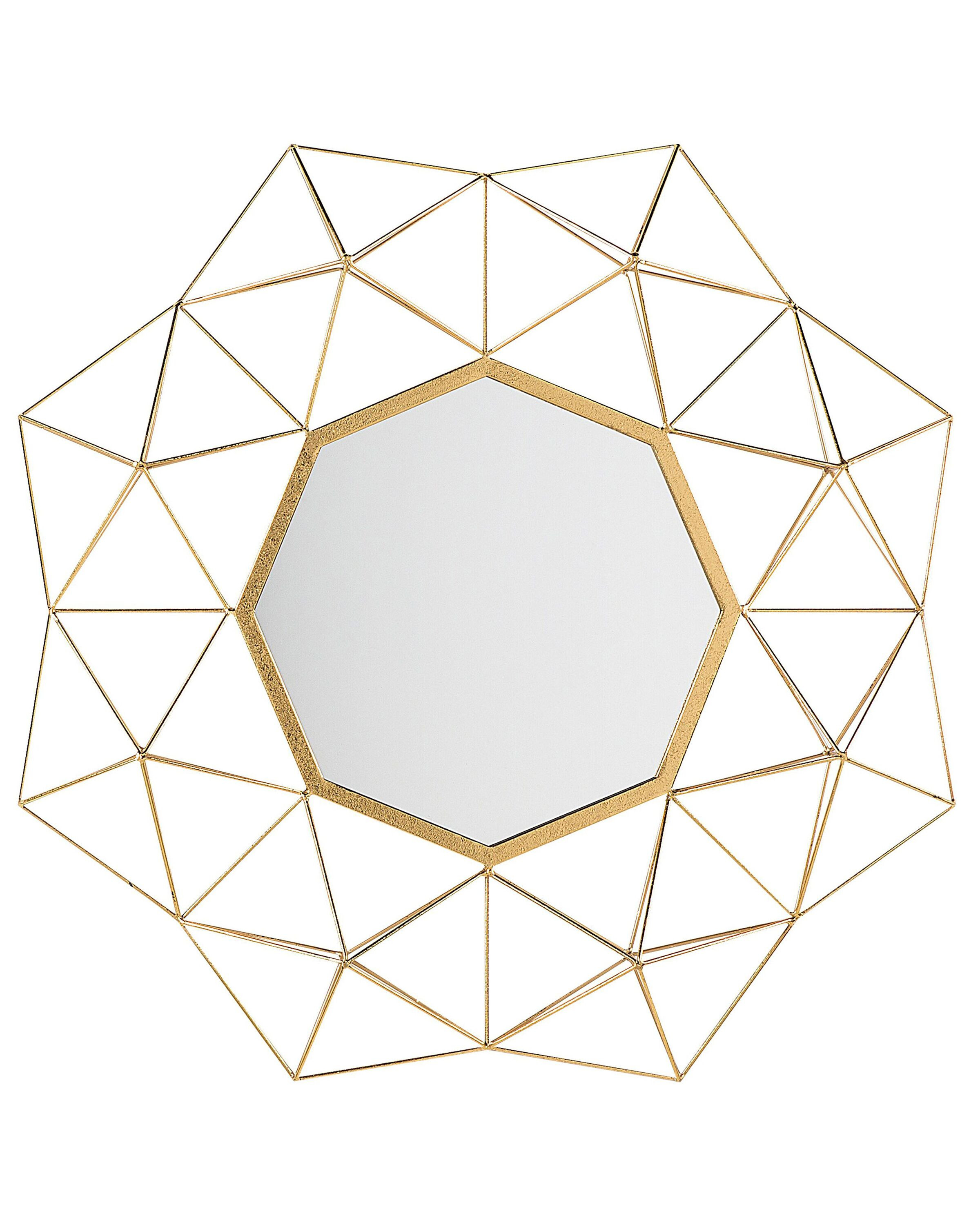Lustro ozdobne geometryczna rama 80x80 złote