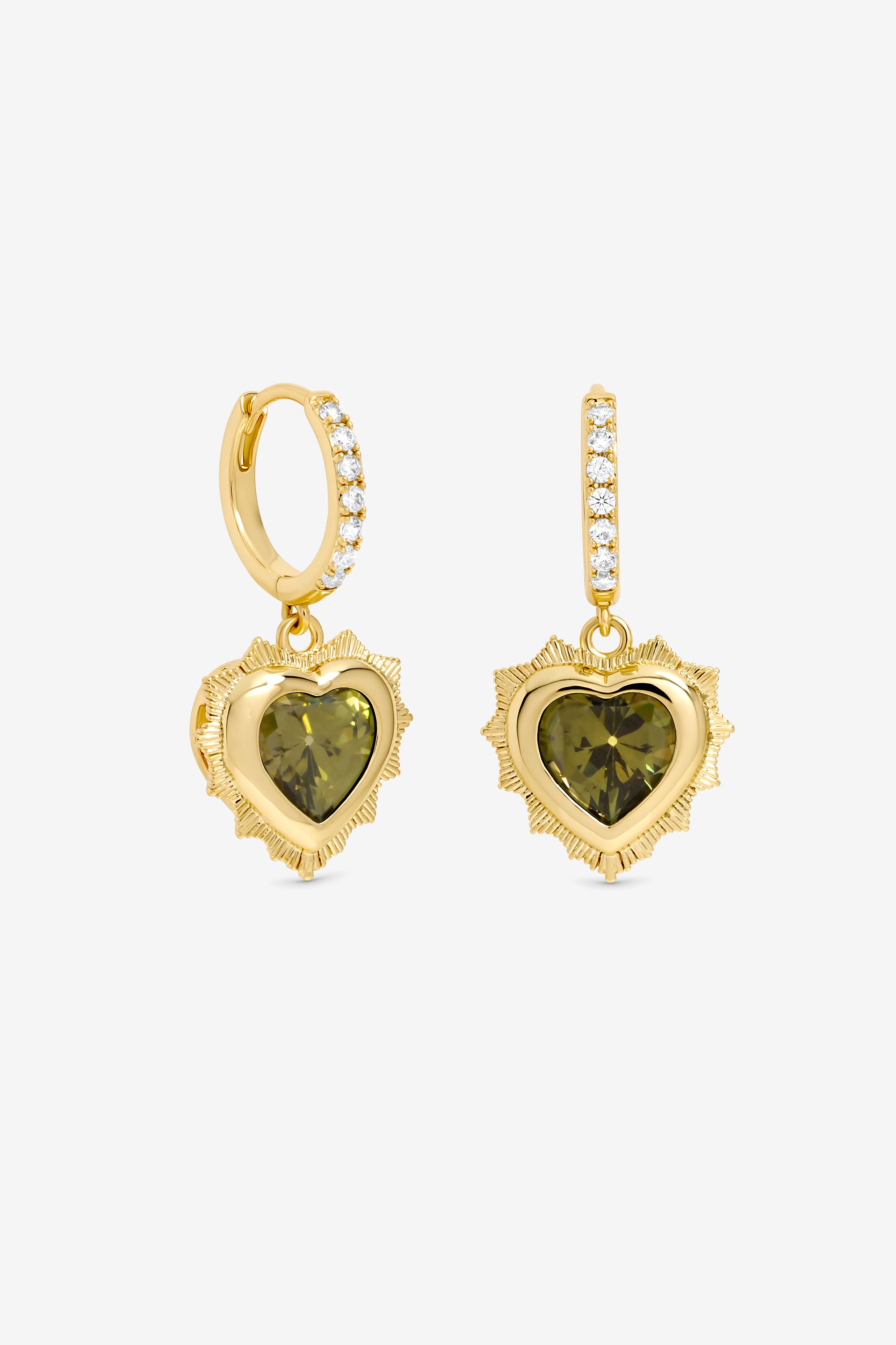 Jon Richard 14Ct Gold Plated Heart Birthstone Huggie Earrings - August