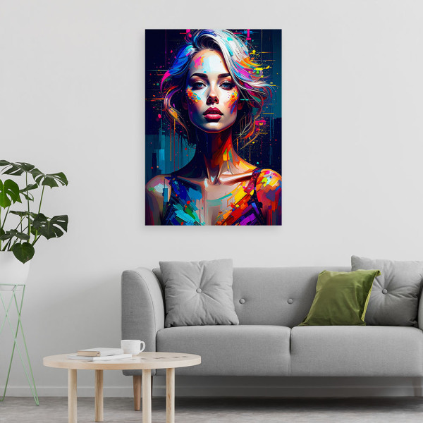 Obraz do salonu sypialni, Kolorowy Portret Kobiety 20x30