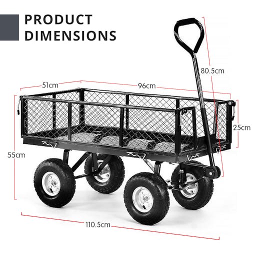 NNEDPE Garden Cart with Mesh Liner Lawn Folding Trolley Black