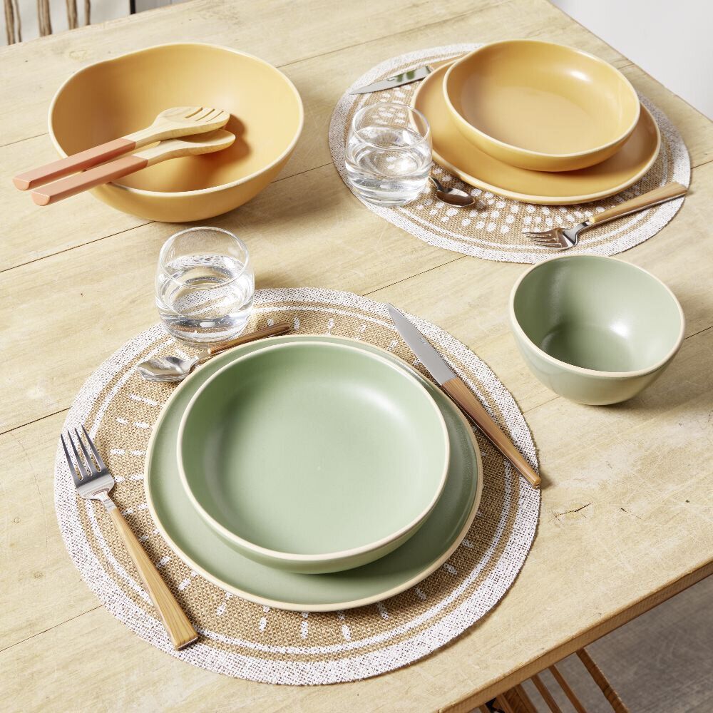Assiette creuse en faïence jaune Ø20xH4cm