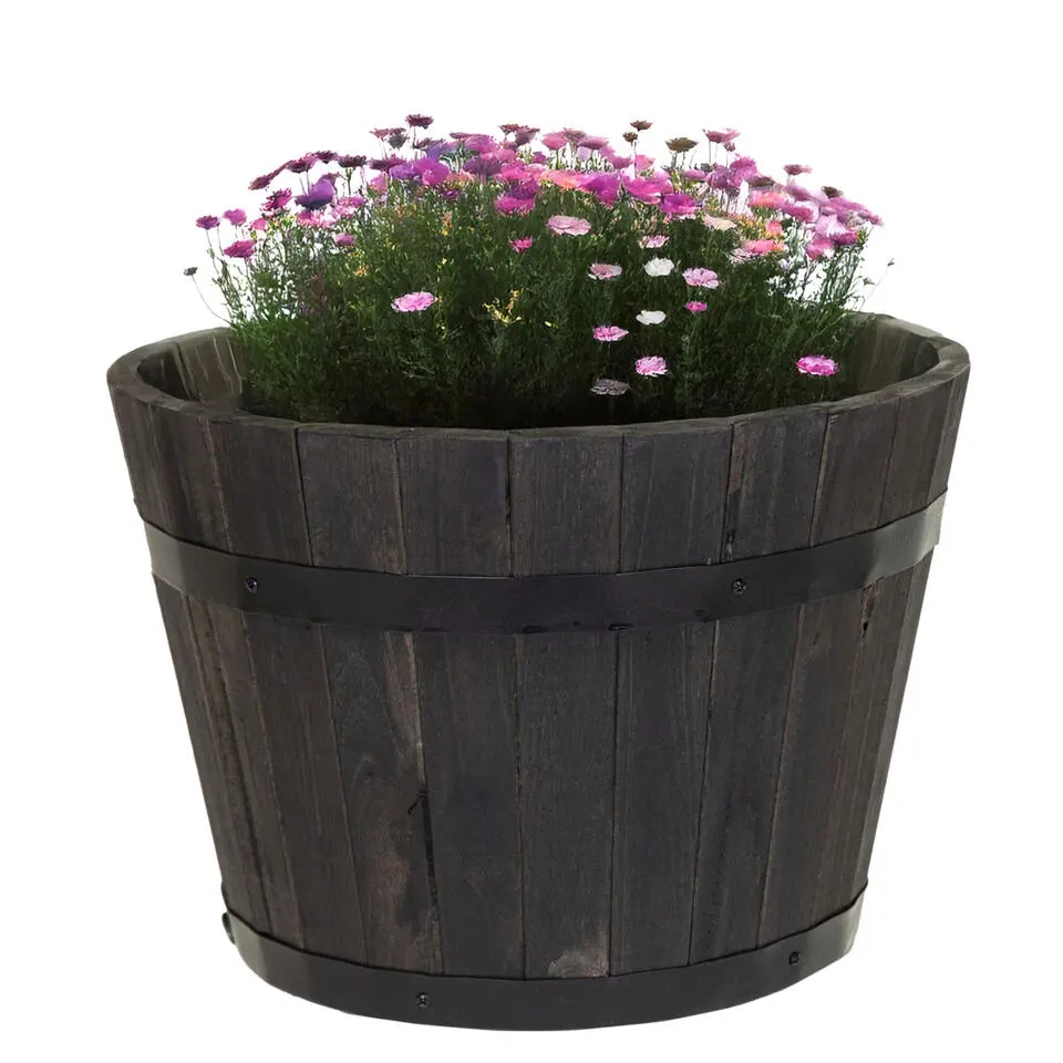 Mega Collections Plantenbak/bloempot Barrel - D33 x H21 cm