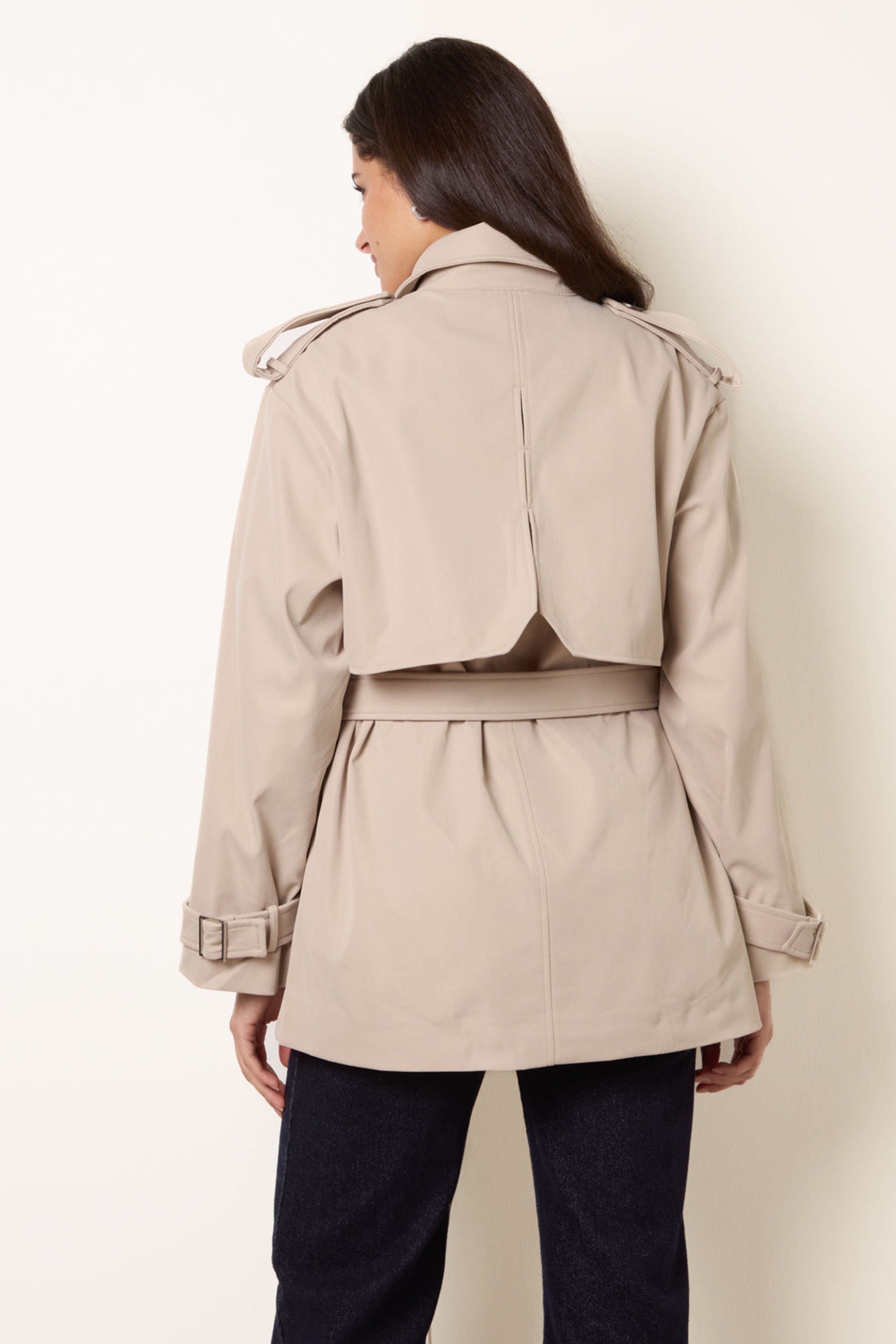 Blue Vanilla Stone Short Trench Coat