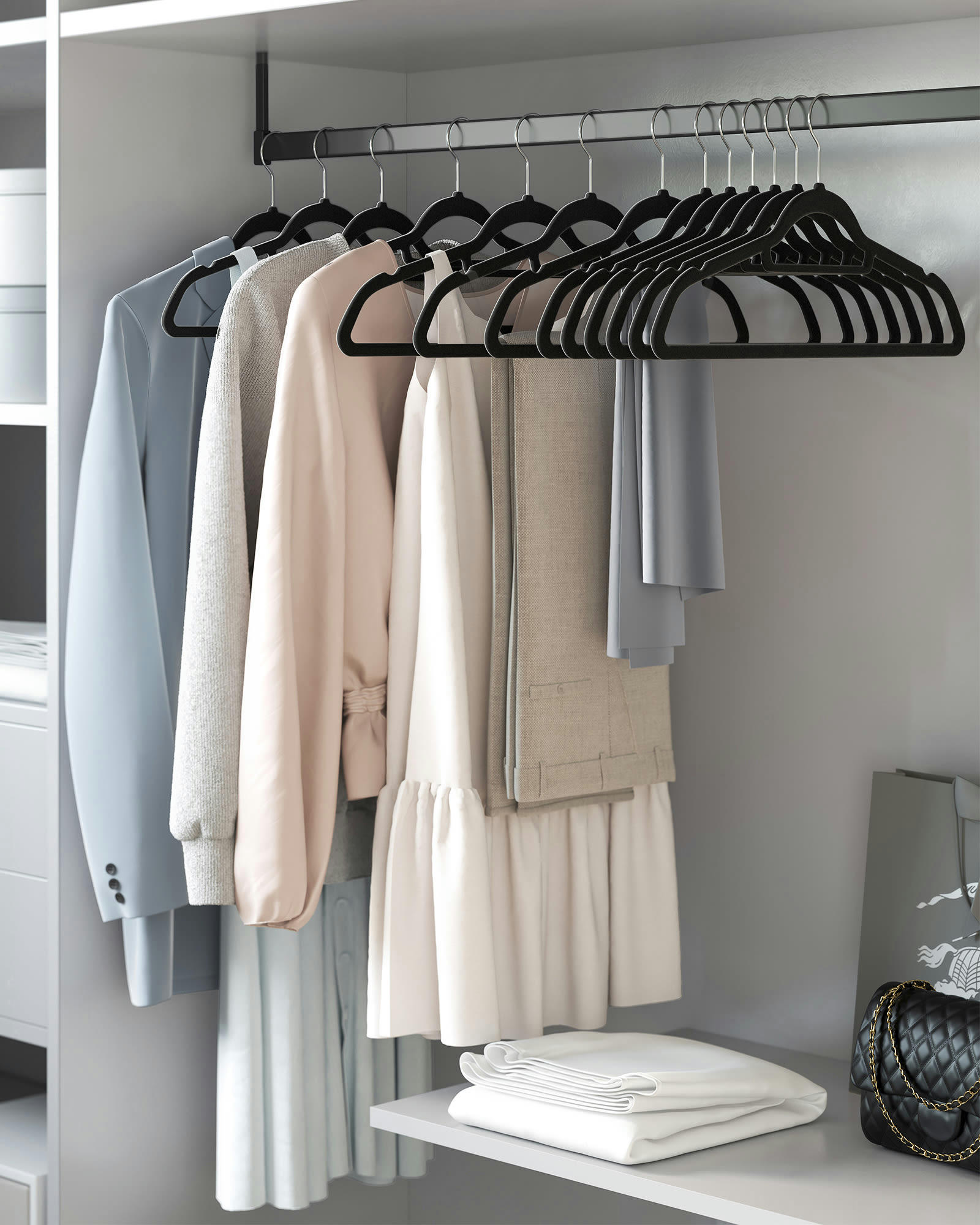 - Cintre en velours antiglisse pivotant à 360° noir lot de 20