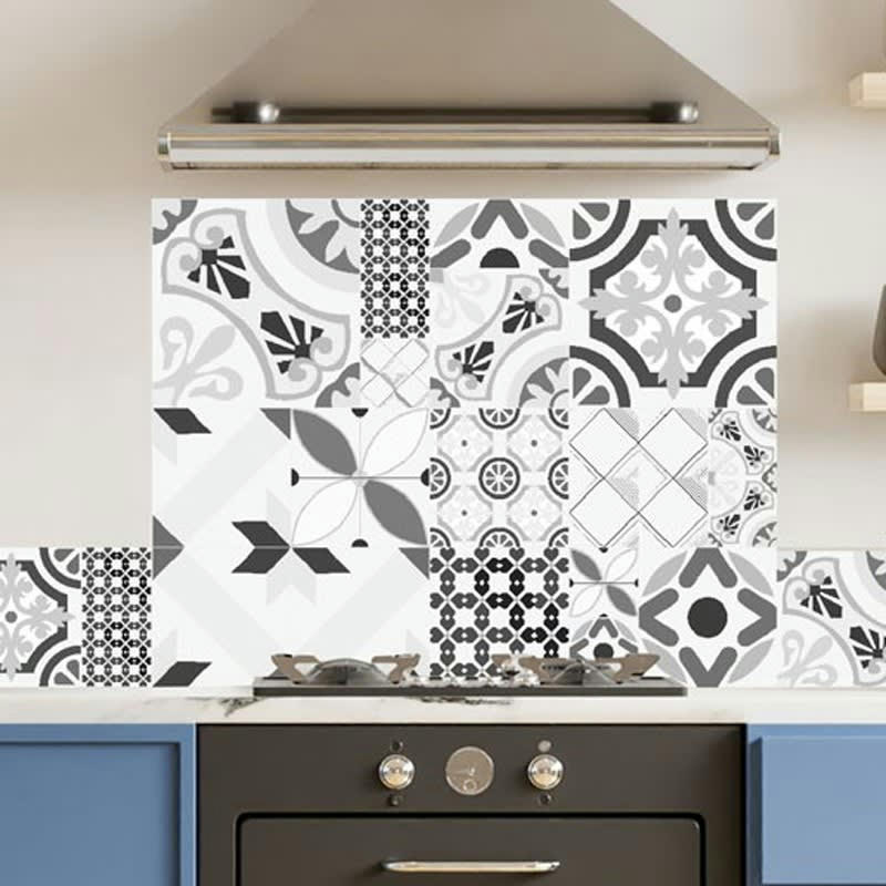 NAPLES GRIS - Crédence cuisine Fond de hotte ALU L90cmxH 70cm Gris Carreaux