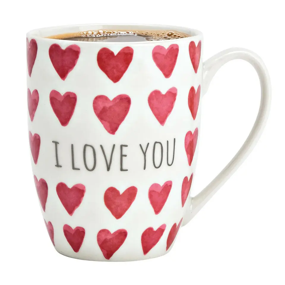 Koffiemok MR Lover Lover - 1x - Keramiek - wit/rood