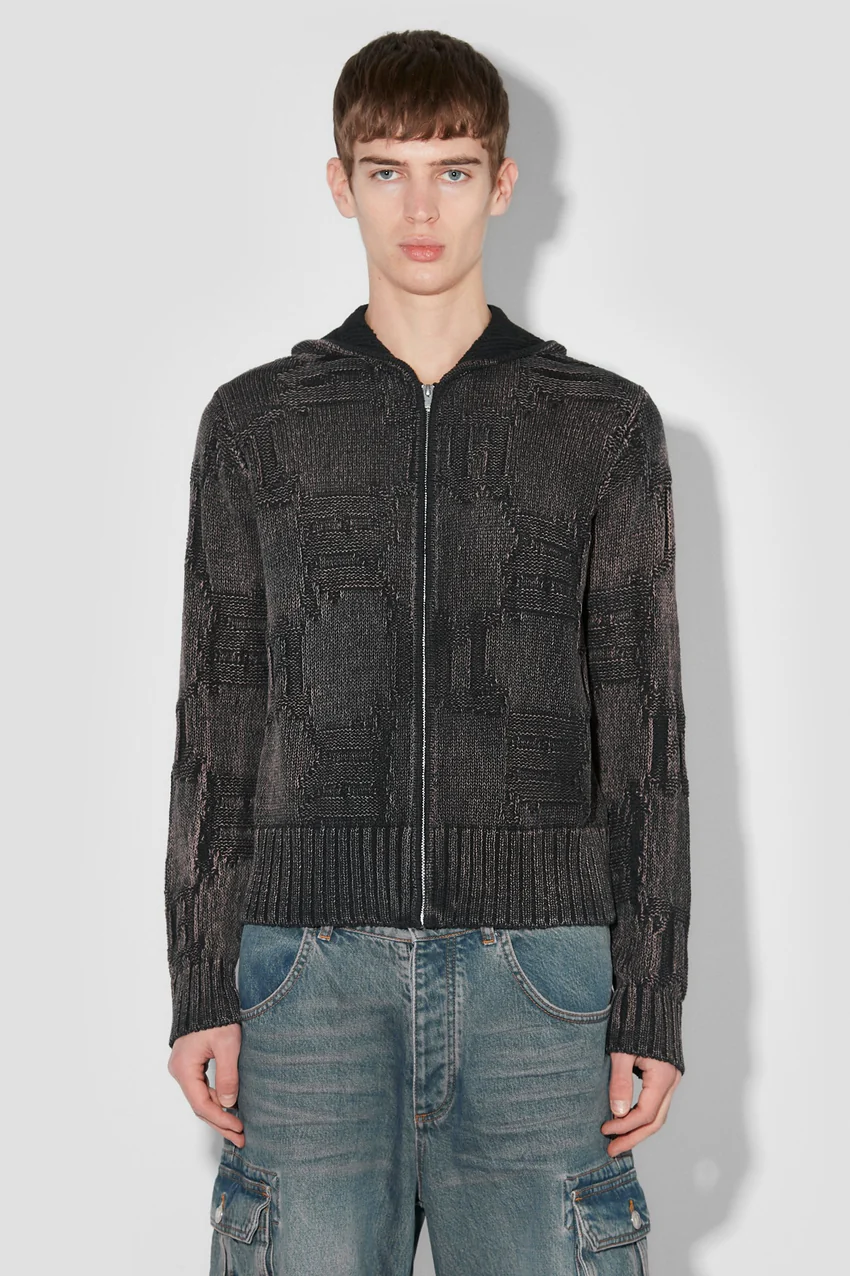 Acid Washed Knitted Hoodie