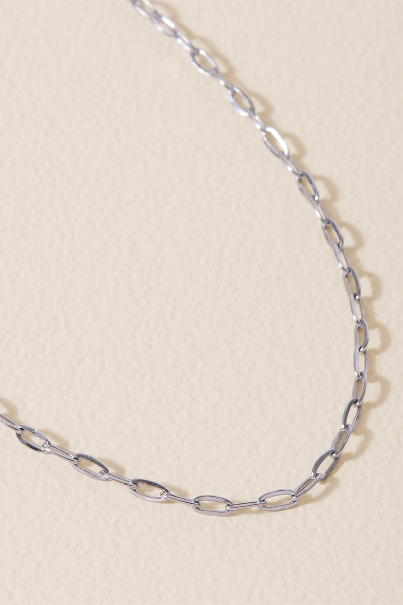 Ally Stainless Steel Mini Paperclip Necklace Silver