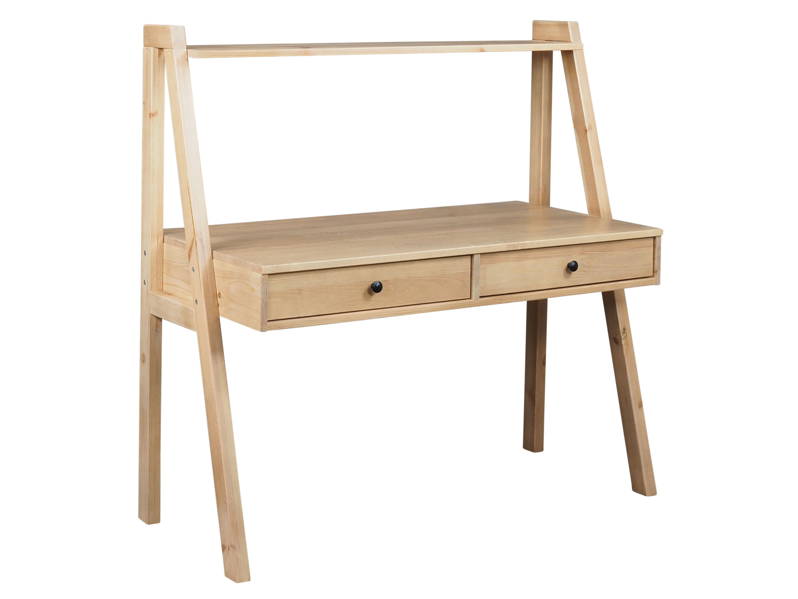Biurko Shelf black drewniane z półką, kolor dębowy