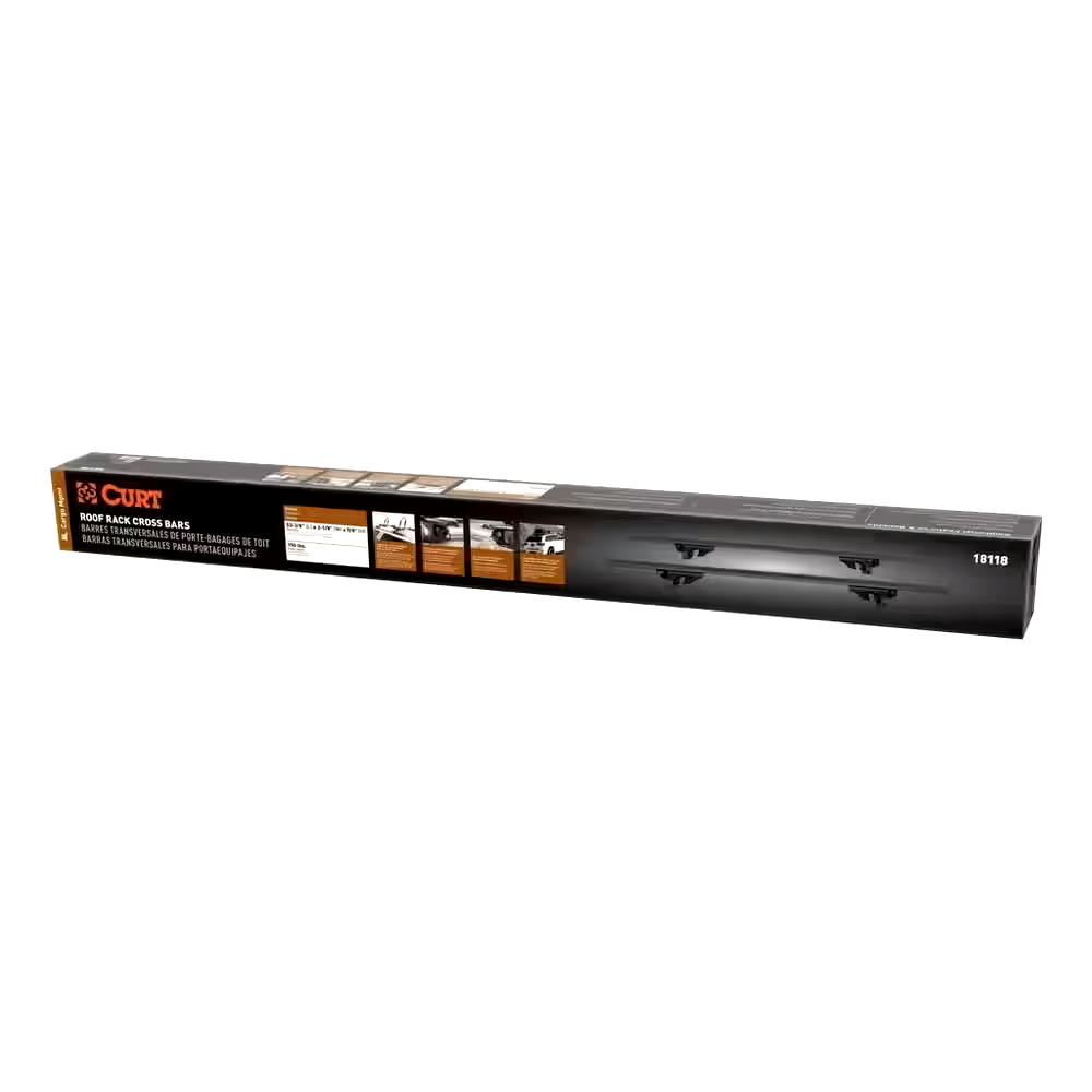 CURT Universal Aluminum Raised Rail Roof Rack Crossbars, Black, 53-3/8-in, 2-pc