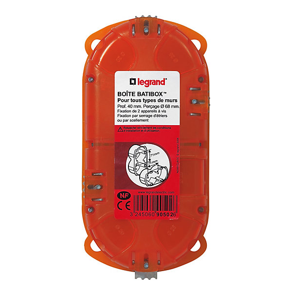 Boîte d'encastrement double multimatériaux Legrand P. 40 mm