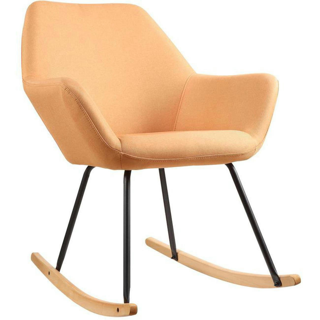 NORTON - Rocking chair assise tissu orange pieds métal noir