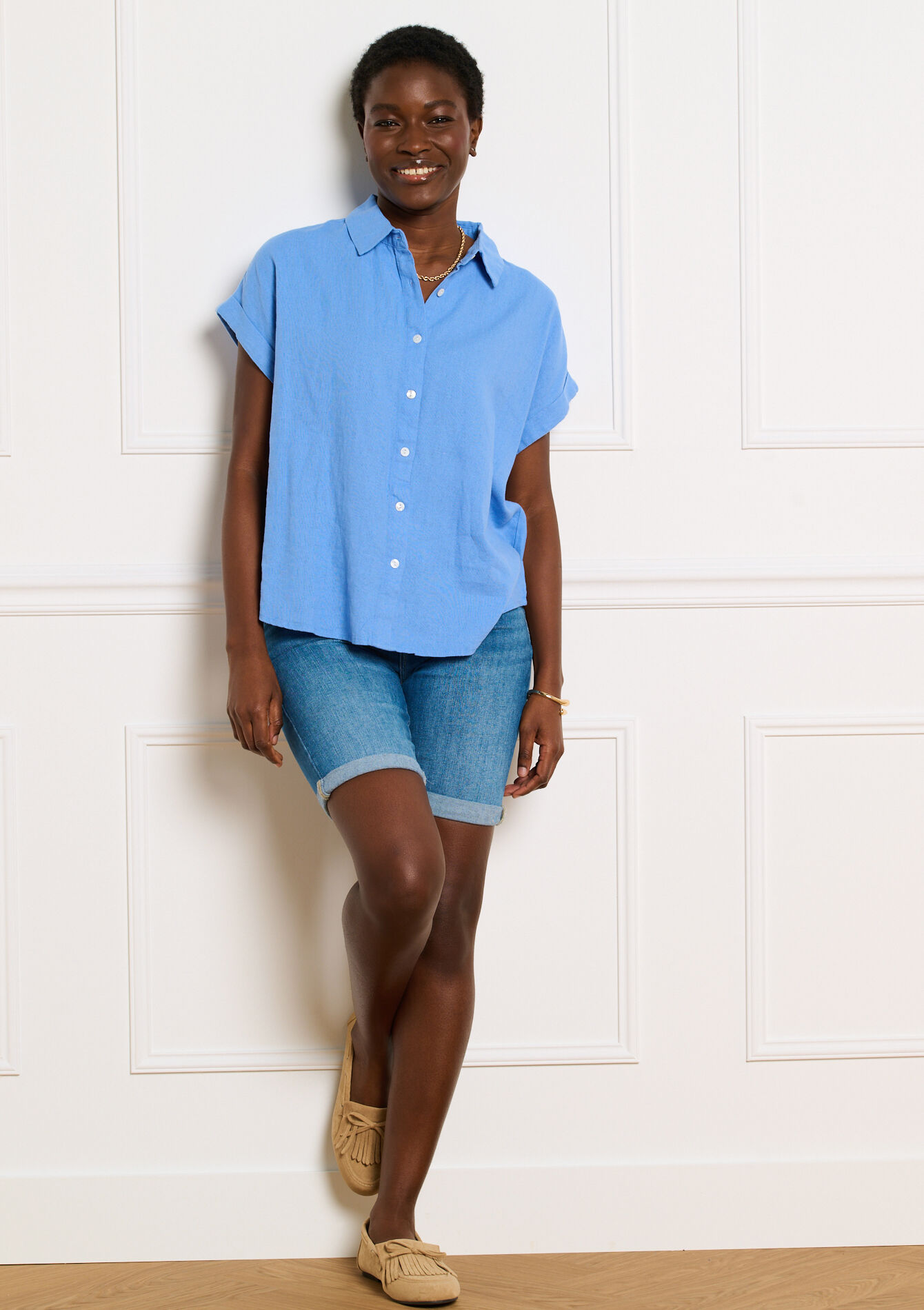 Denim short met normale taille