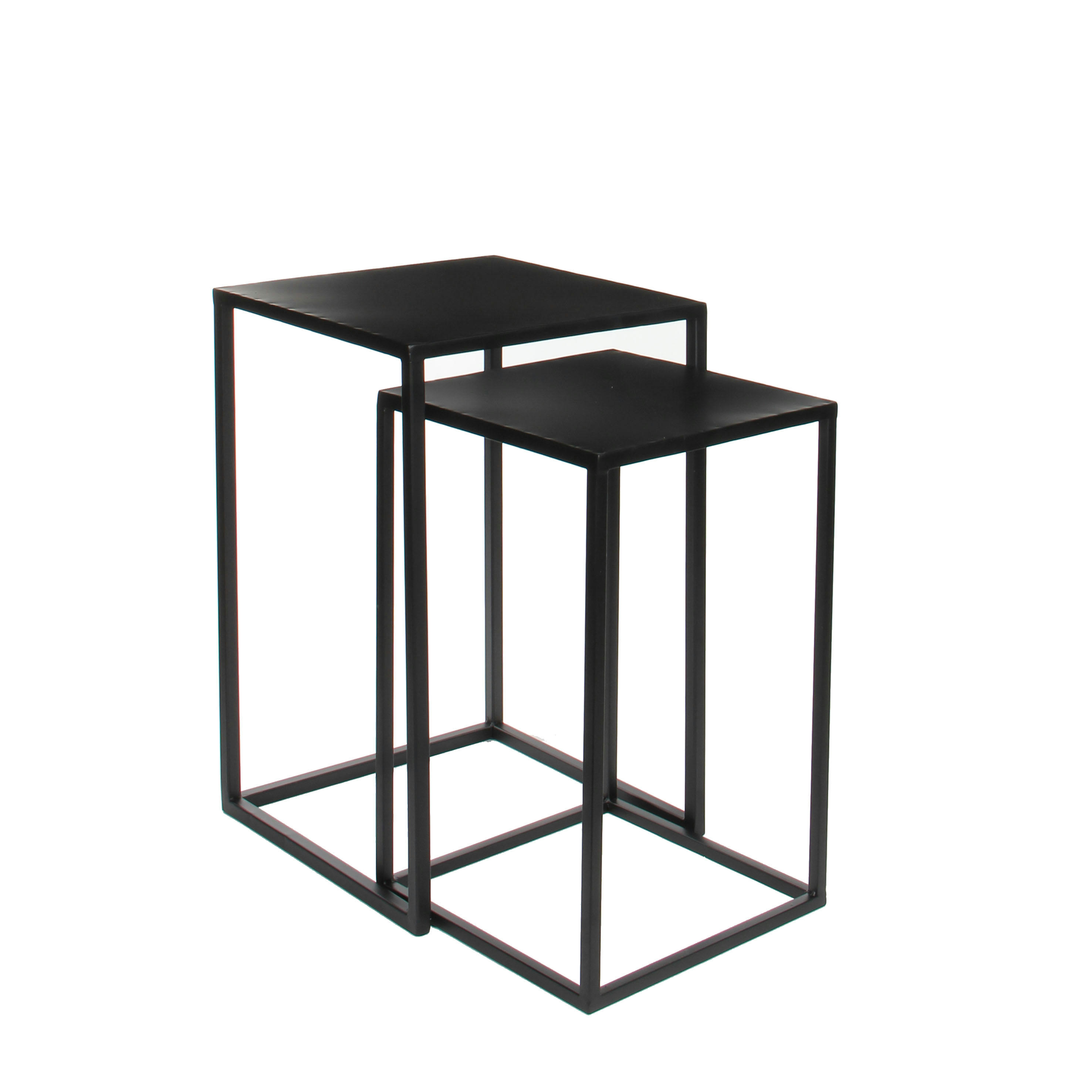 GOA - Lot de 2 tables gigognes en métal noir H55