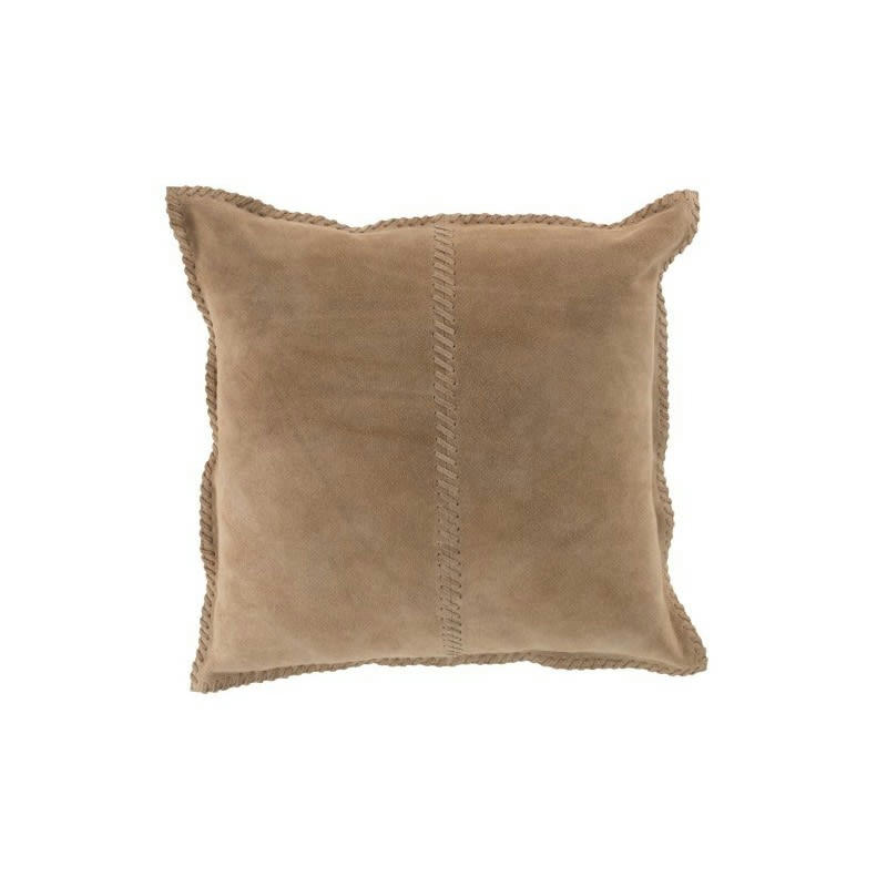 POINT - Coussin carré cuir beige 44x44