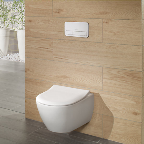 Pack WC sans bride VILLEROY ET BOCH Subway 2.0 avec abattant frein de chute   bâti Viconnect PRO   plaque Chromé mat