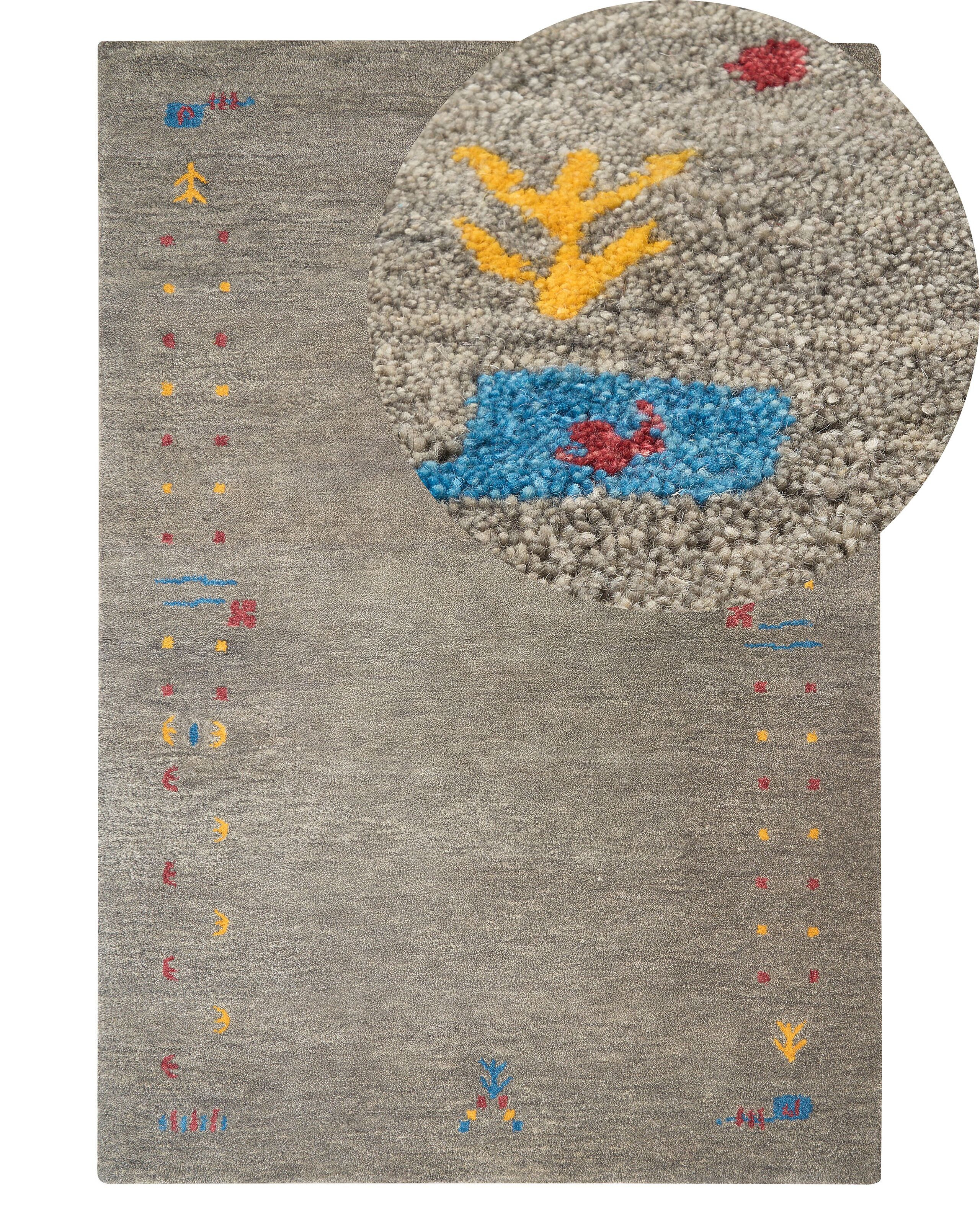 Dywan 140 x 200 cm wełniany z wzorem szary