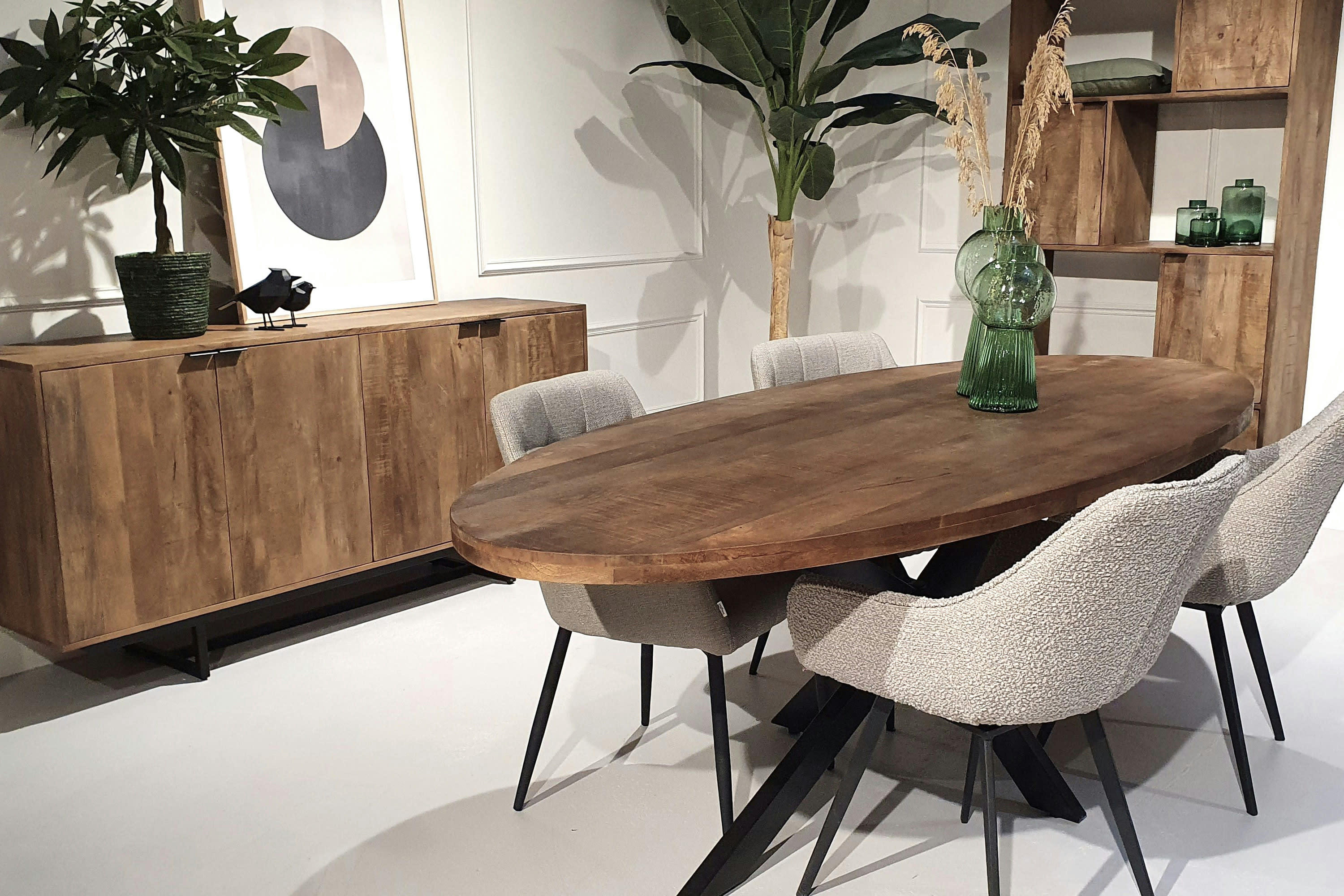 BILBAO - BILBAO-Buffet 4 portes L.185 cm, bois de Manguier massif et métal noir