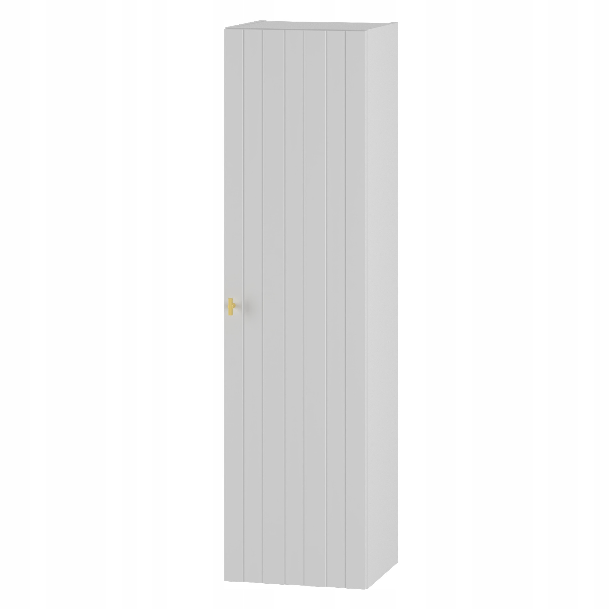 Słupek łazienkowy ELEGANTE 130 cm biały wiszący 1 drzwi złoty uchwyt