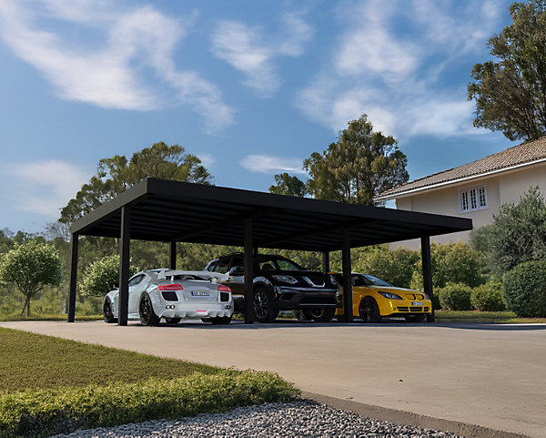 Carport aluminium noir Oslo 6 x 9 m Canopia Palram